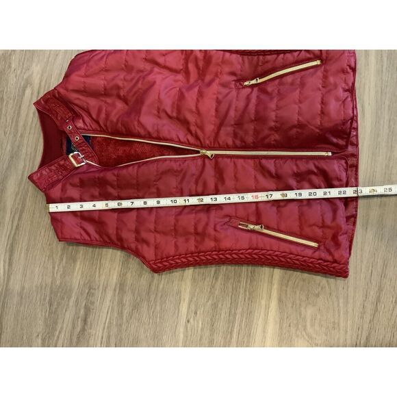 U-Bien Red Sleeveless Zip Puffer High Collar Zipper Pockets Womens Vest Size Med - Picture 8 of 12